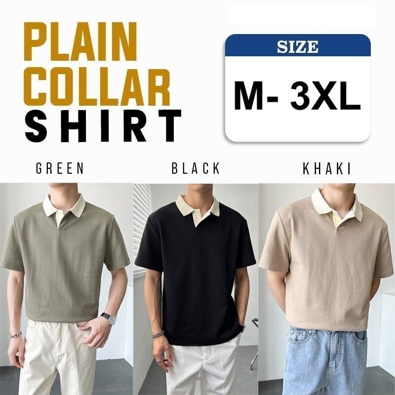 Lollipop Fashion ? Ready Stock ?Men Polo Shirt Baju Collar T Shirt Lelaki Collar Plus Size Baggy Lelaki Baju