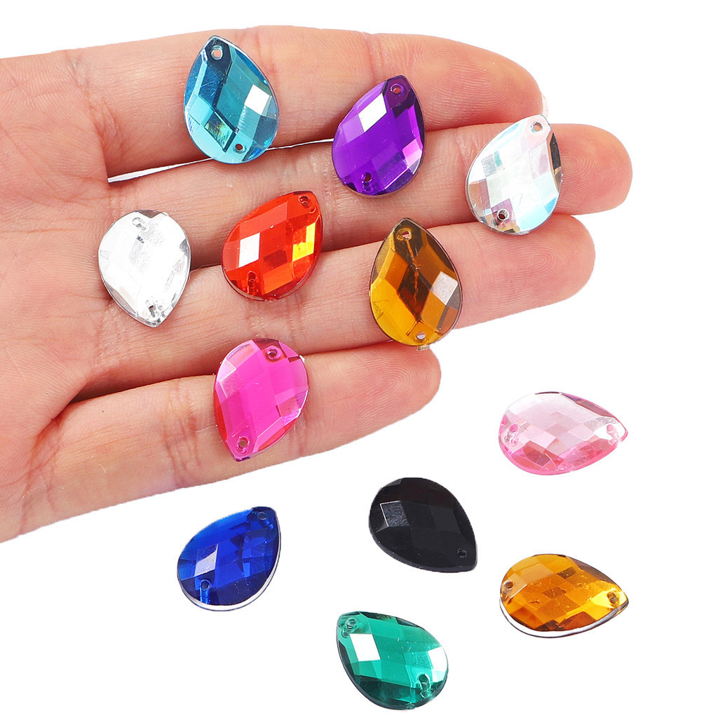 50pcs Sewing Flatback Rhinestones 13x18mm Horse Eye Acrylic Beads Sew On Strass Crystal Stones DIY Clothes Decoration