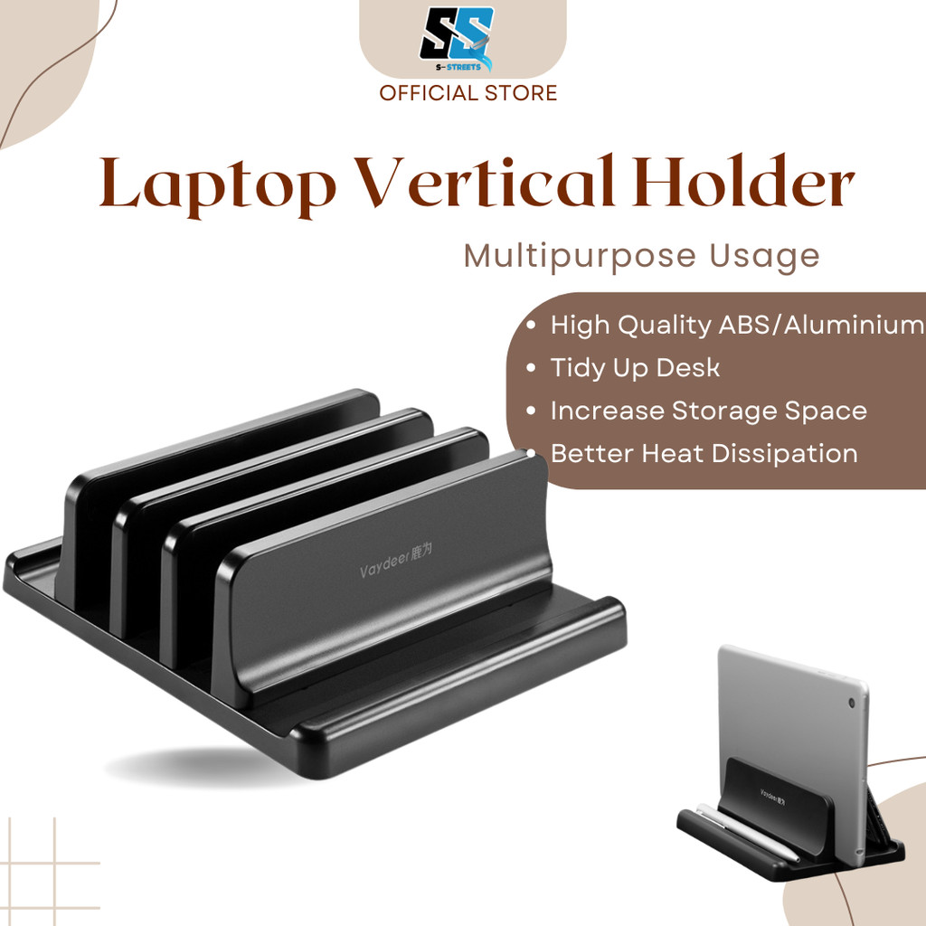 Vaydeer Vertical Laptop Stand Holder Adjustable Plastic/Alloy Desktop Notebook Dock 电脑支架