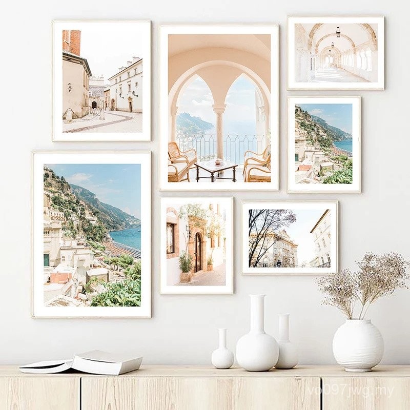 Italy Amalfi Coast Wall Art Canvas Painting Posters Nature Green Landscape Prints Summer Inspired Gallery Livng Room Decoration KNUV