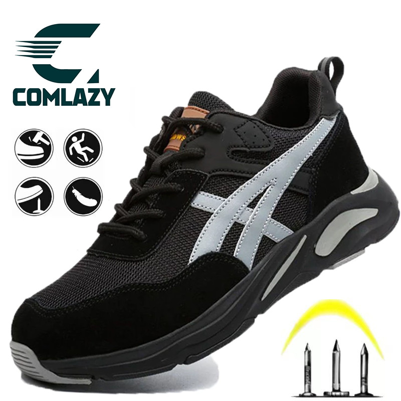 Ready Stock safety shoes/ kasut safety Men Steel Toe Cap kasut lelaki Anti-smashing/kasut kerja Breathable boots