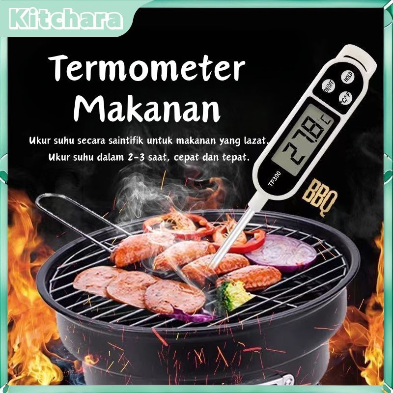Kitchara Digital Thermometer Food Grade High Temperature Resistance Hot Water Thermometer Stainless Steel Probe 食品温度计