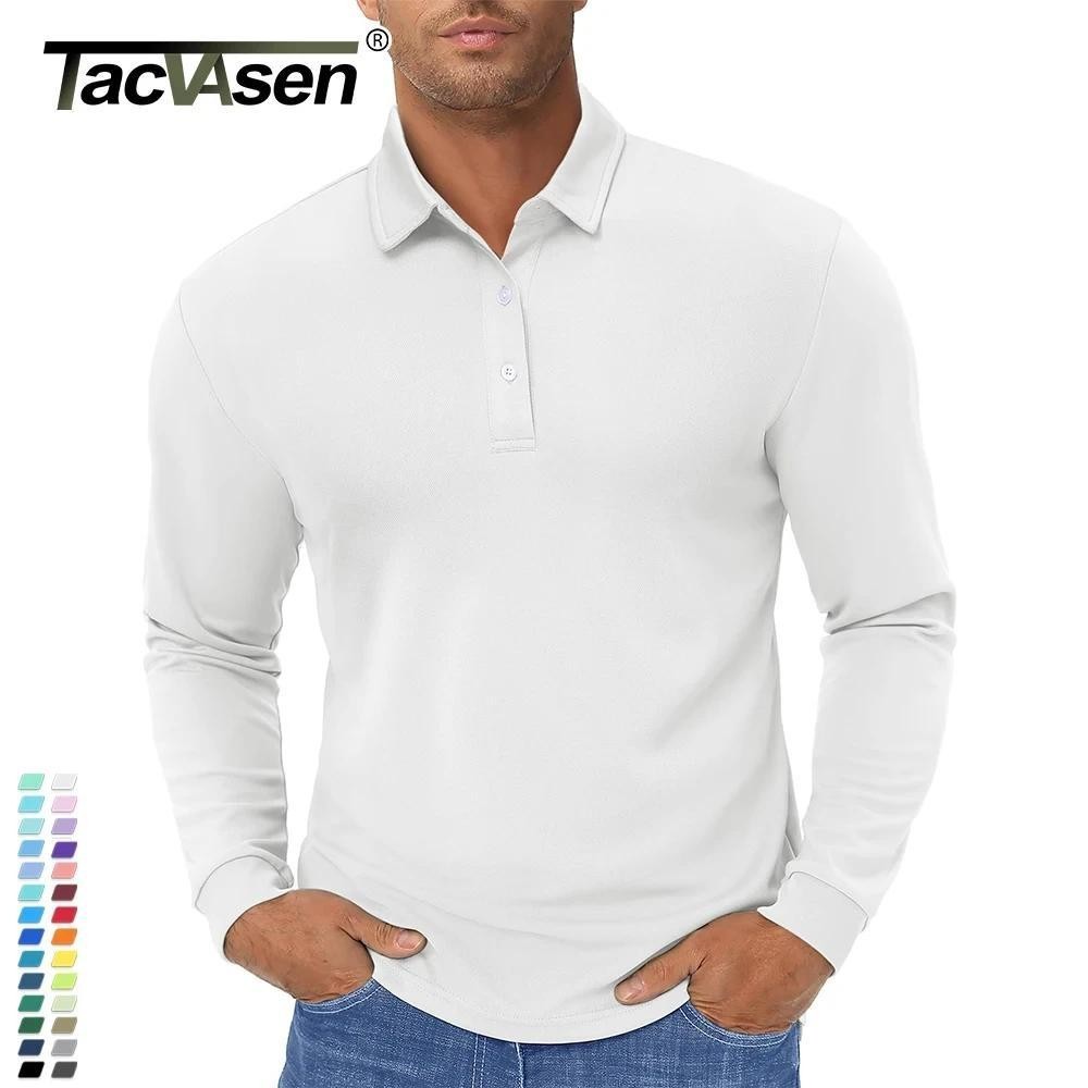 Mens Long Sleeve Polos Quick Dry T-shirts Breathable Sports Tees Casual Golf Polo Shirts