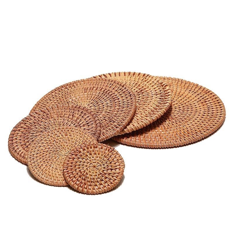 Royal Pot Mingxiang Yixing Zisha Tea Ceremony Creative Accessories Hand-woven Pot Mat Coaster Rattan Mat Bamboo Woven Bamboo Mat 4BPU