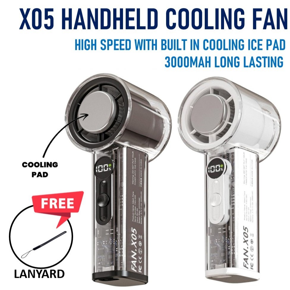 Mini Cooling Fan Kipas Mini Kipas Penyejut Portable Handheld Fan with LED Display 100-Level Adjustable USB Charging 制冷风扇