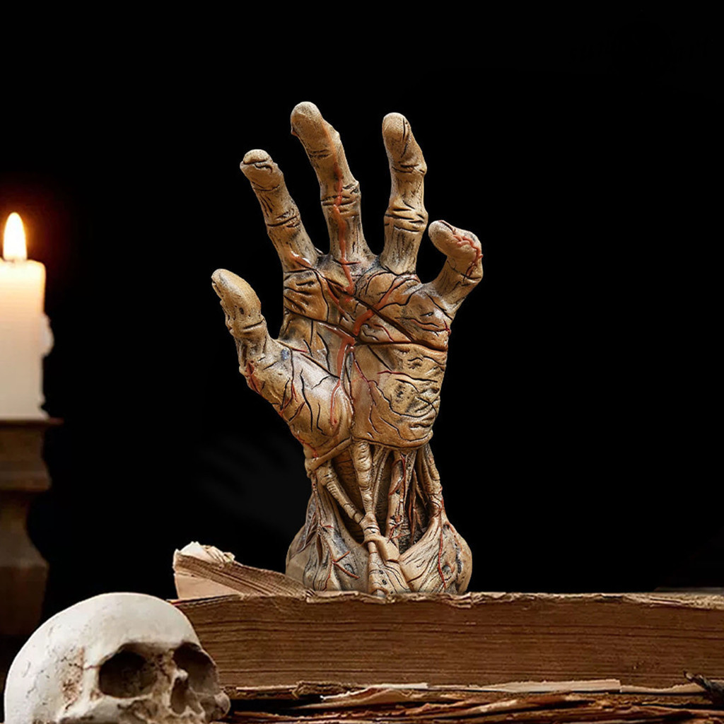 [SH]Halloween Skeleton Hand Figurine Gothic Zombie Hand Resin Statue Sculpture Home Office Desktop Haunted House Decoration Ornament Festival Gift