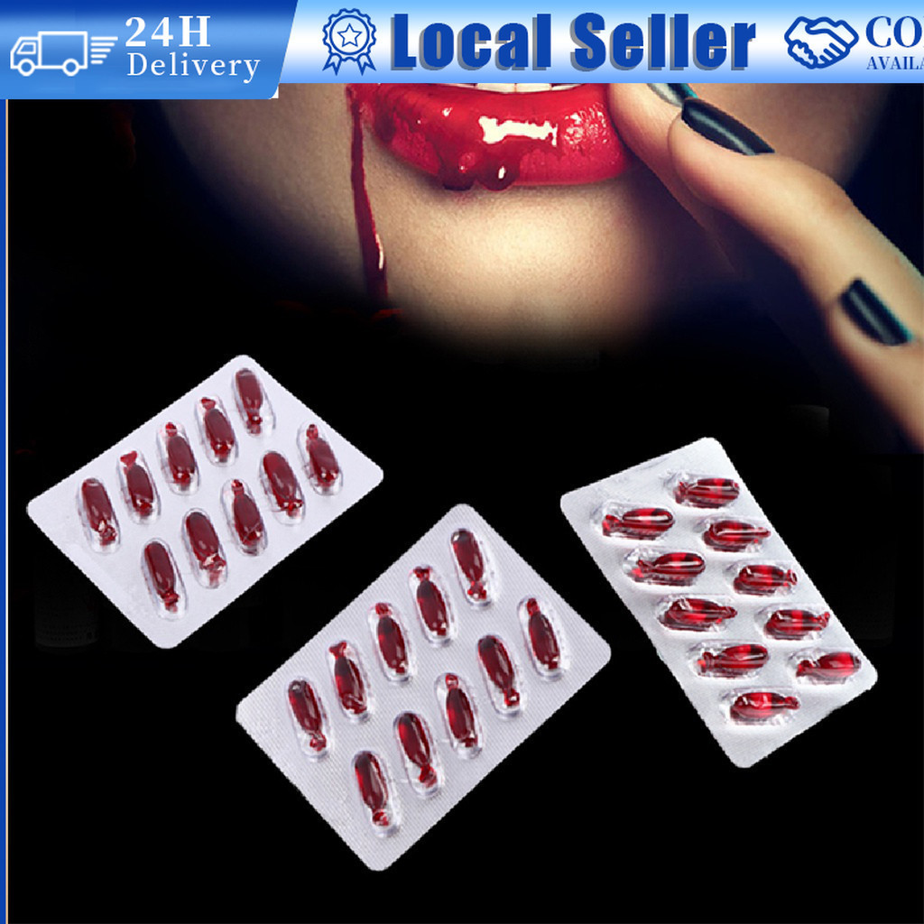 Safe Fake Blood Pills 10Pcs Convenient Capsules Creativity Simulation Vampire Actor Make-up Props Halloween Supplies