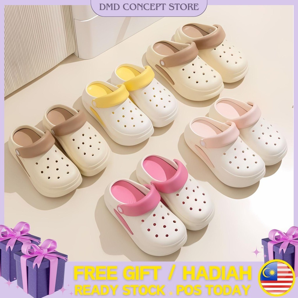 Thick soled style fashionable two piece women sandals and slippers with cushioning breathable beach hole shoes 2392