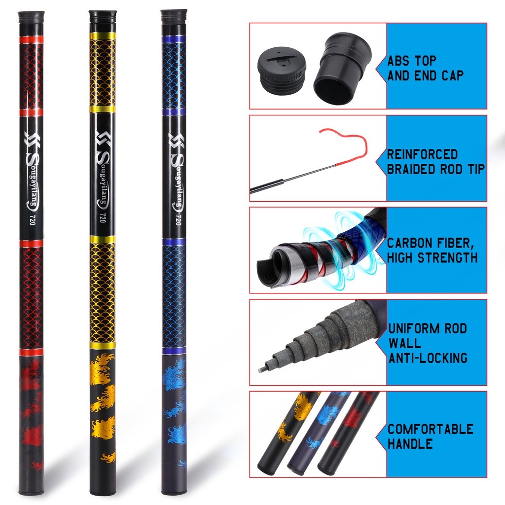 Must Premium Sougayilang 2.7m-7.2m Joran Tegek Good Fishing Rod 3colors Lake Reliable Durable - Image 5