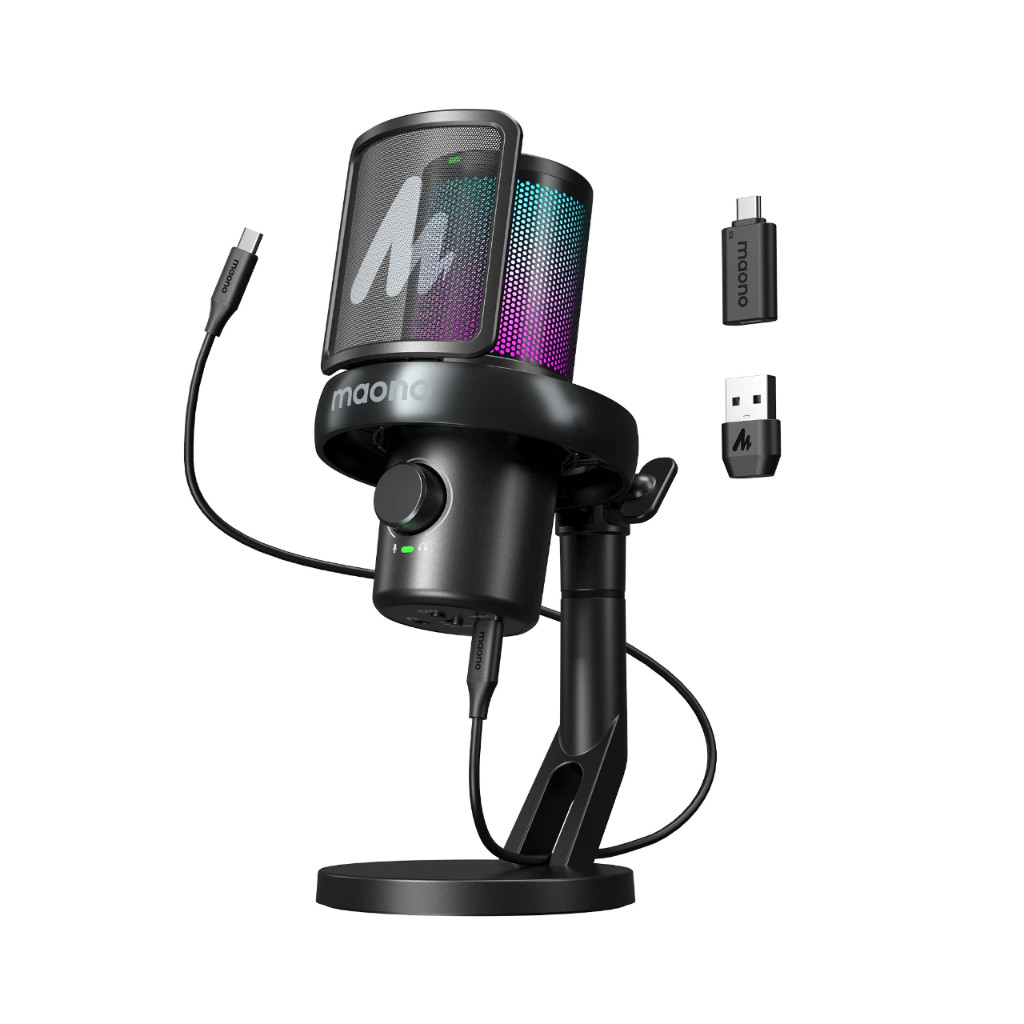 MAONO DM40 Pro Wireless Gaming Microphone USB/USB-C AI Noise Cancellation Voice Changer Custom RGB L