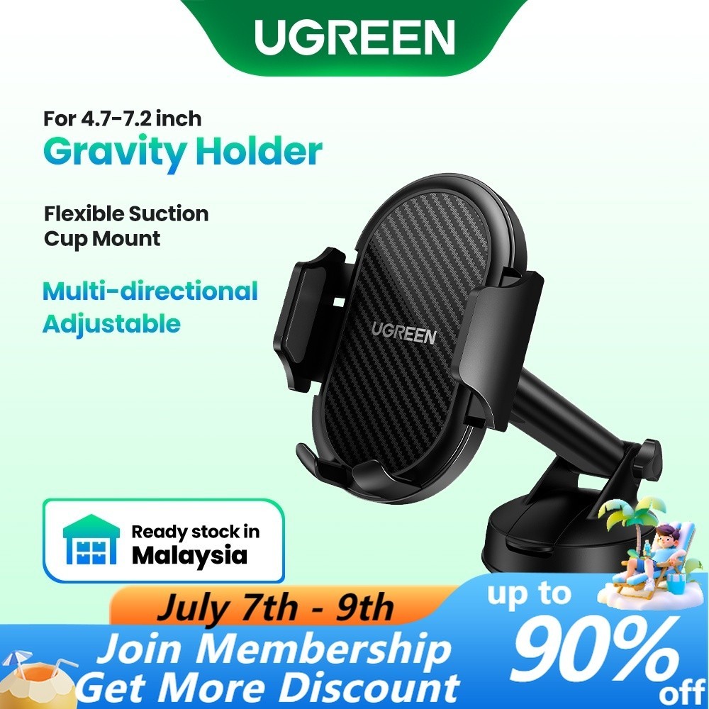 UGREEN Car Phone Holder Gravity Stand in the Car Suction Cup compatible for Iphone Samsung Huawei Oppo Vivo Xiao Mi