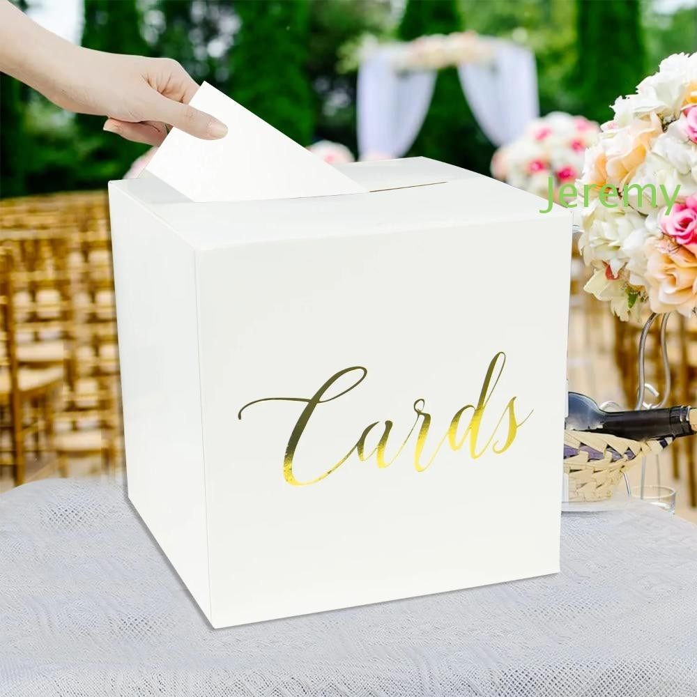 JEREMY1 Wedding Card Box, White Black Blessing Gift Card Box, Party Supplies Cardboard Elegant DIY Crafts Voting Card Box Graduation