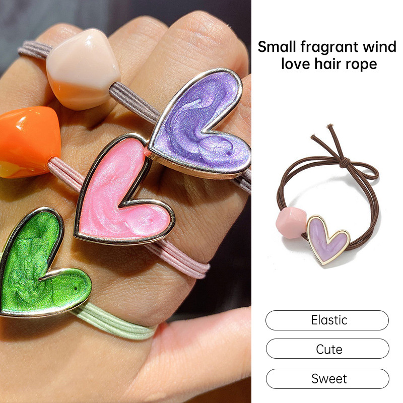 Simple Small Fragrant Style Heart Hair Rope All-match Rubber Band Korean Hair Rope Woman