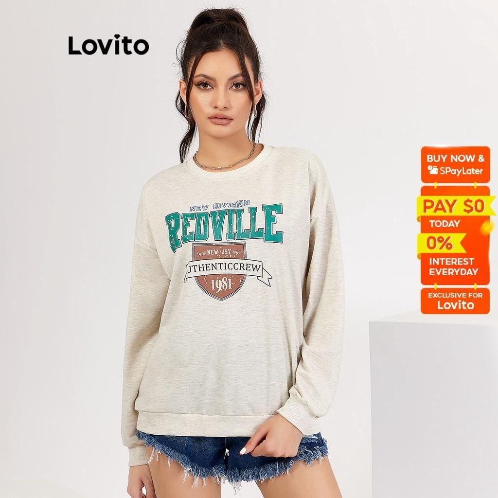 Lovito Korean Statement Rib knit Long Sleeve Pullover Sweatshirts For Women L18X168 (Light Grey) Kaus Lengan Panjang Korea Statement Rib Knit untuk Wanita (Abu-abu Muda)