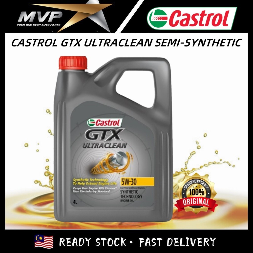 Castrol GTX ULTRACLEAN 5W-30 for Petrol and Diesel Cars (4L) - Ready Stock