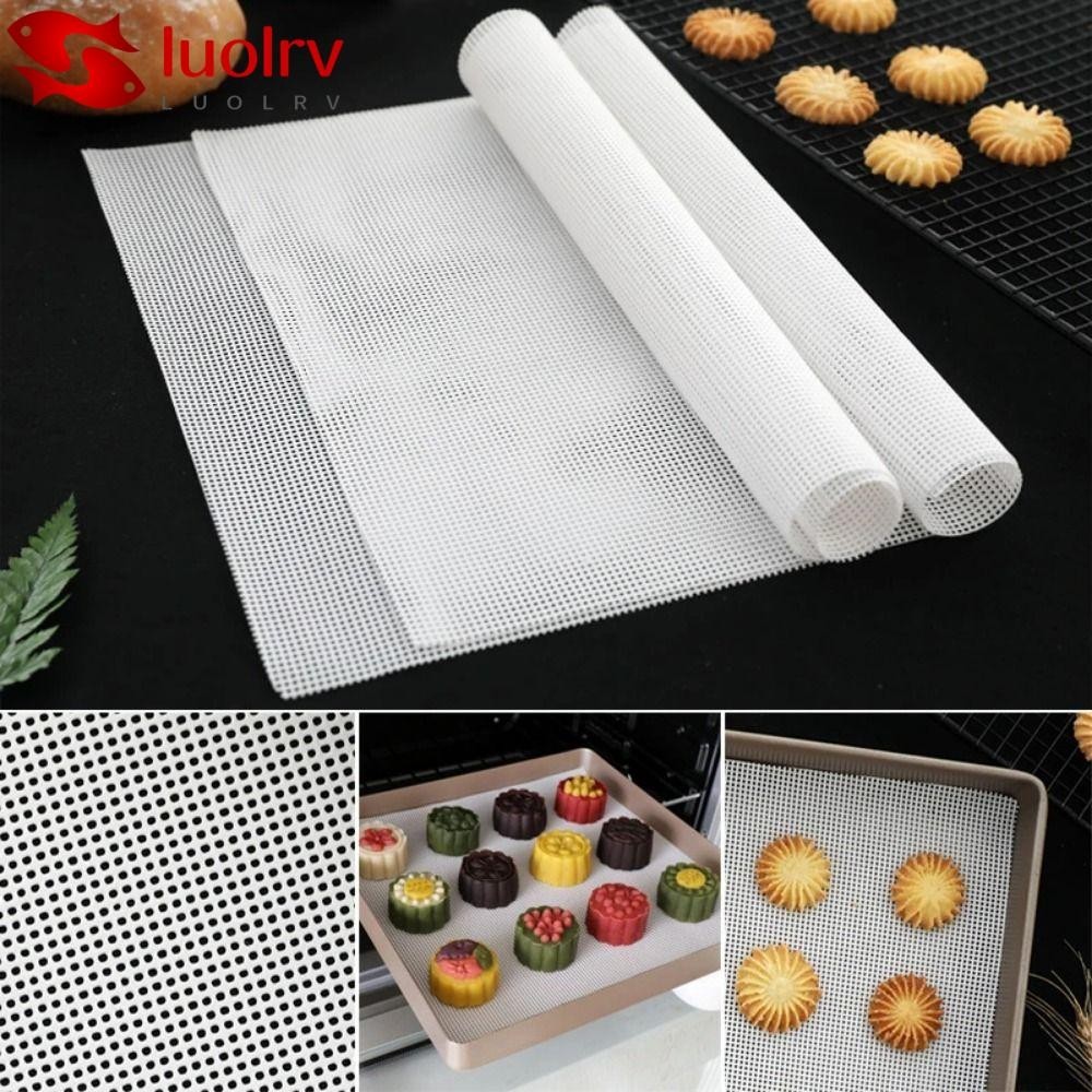 LUOLRV 1Pcs Dehydrator Sheets, Oven Kitchen Accessories Food Fruit Dryer Steamer Mesh Pad, Square Non-Stick Silicone Reusable Baking Mat