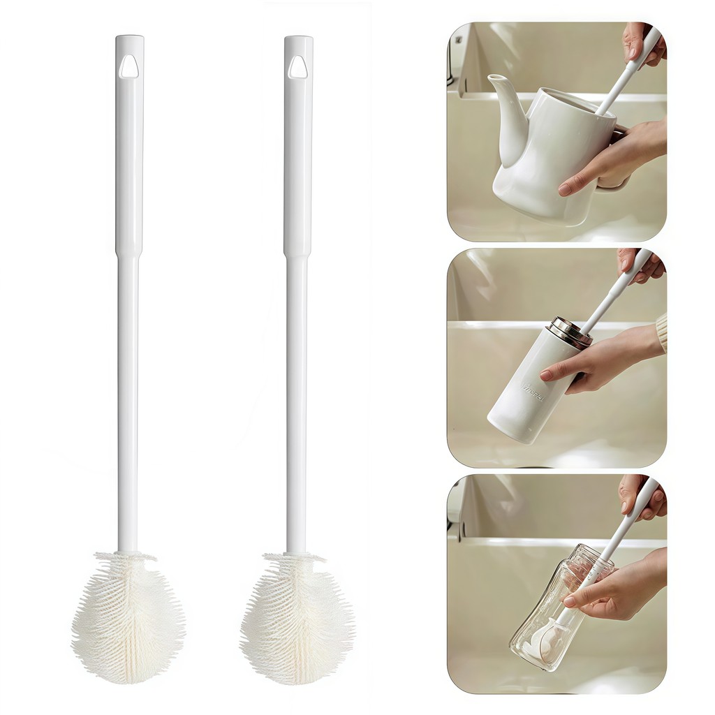 Soft Bristle Cup Cleaner Extended Handle Bottle Brush Long Silicone Set Water Cup Wine Glasses Lembut Berus Botol Cawan