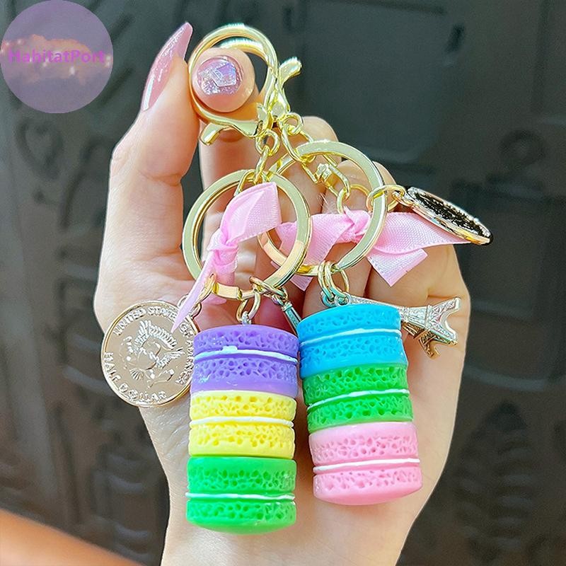 HabitatPort French Tower Keychain Cute Macaron Cake Shape Key Souvenirs High Quality French Paris Tour Keychain Gift Bag Pendant Accessories MY