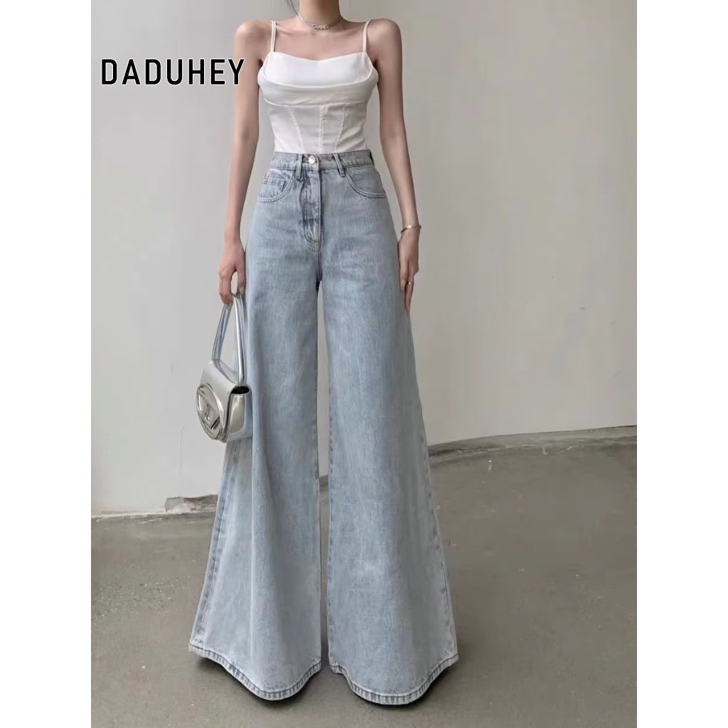 DaDuHey Distressed High Waist Wide Leg Jeans Loose Slimming Loose Trousers Mop Jeans Pants For Women