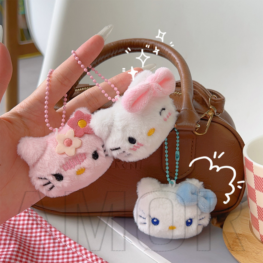 Hello Kitty Plush Keychain - Fashion, Kawaii, Cartoon - Anime Sanrio Key Ring - Gifts for Students, Friends - Key Chains Accessories - Backpack, Car Decoration Pendant