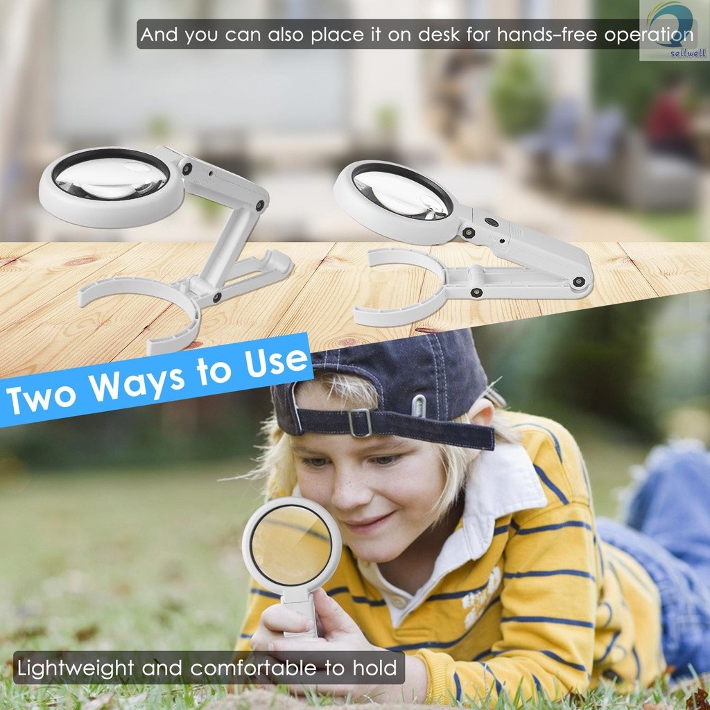 Purpose Reliable 5X/10X Handheld Desk Magnifier LED Light Stand USB Powered Illuminated Magnifying Glass Crafting Clo... - Image 2