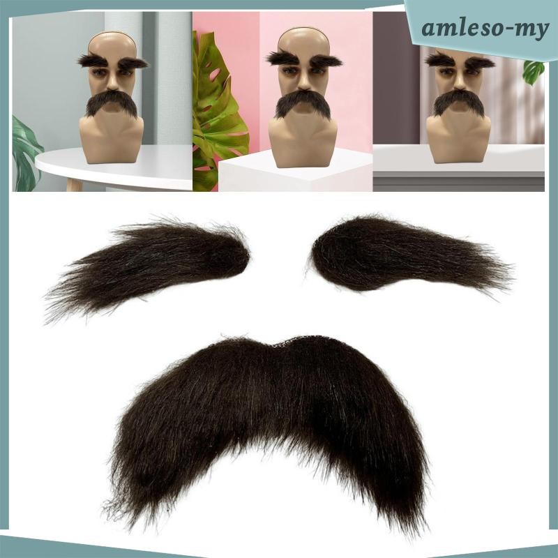 [AmlesoMY] Eyebrows Kits Decoration Disguise Supplies Self Adhesive Fake Mustache Set