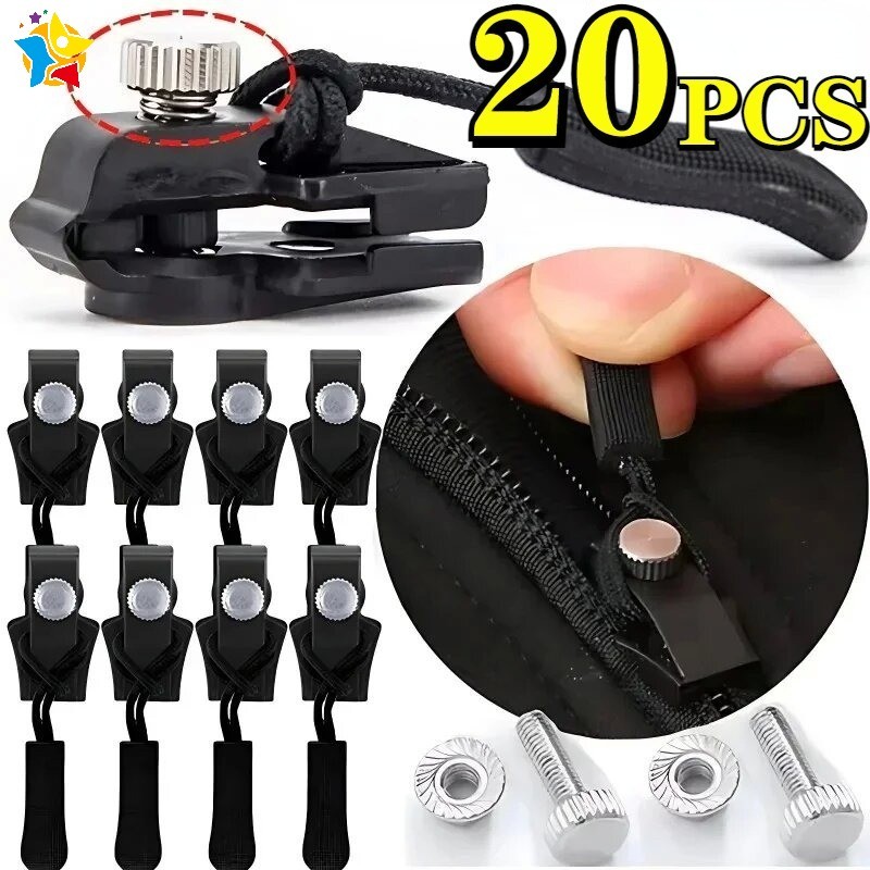 5-20Pcs 3 Different Sizes Free Sewing Universal Zipper Repair Kits Quick Instant Detachable Zipper Head Replacement Zipper Slider Pull for Jacket Bags Coat