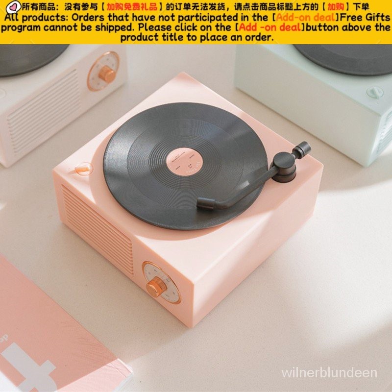 Get gifts/Atomic Vinyl Bluetooth Audio Retro Vinyl Record Player Audio Home Wireless MiniUSBOutdoor Card WA0F