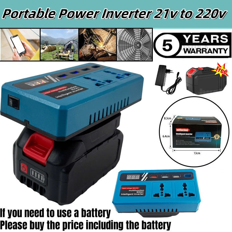 Makita Portable Power Inverters for 20V Battery Inverter 20vto 220v Converter with 4in1 USB,AC Outlet and Type-C Adapter