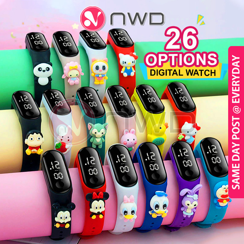 《 》Cute Cartoon Digital Watch LED Silicone Kids Girl Boy Sports Jam Tangan Budak 儿童手表 NWD