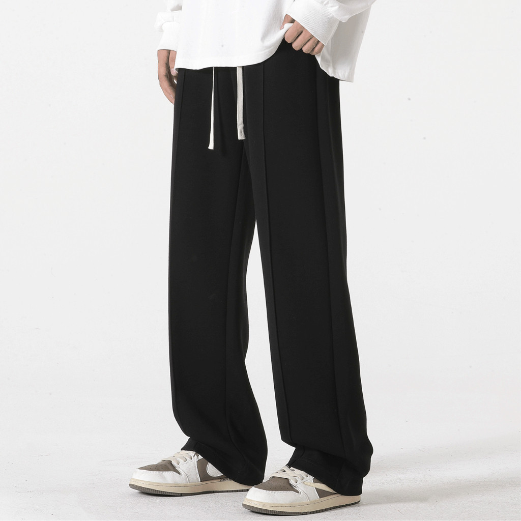 Dari Johor~BeCoolMAN Seluar lurus lelaki Street Style Casual Pants All-Match Trousers Straight Trendy Simple Plain