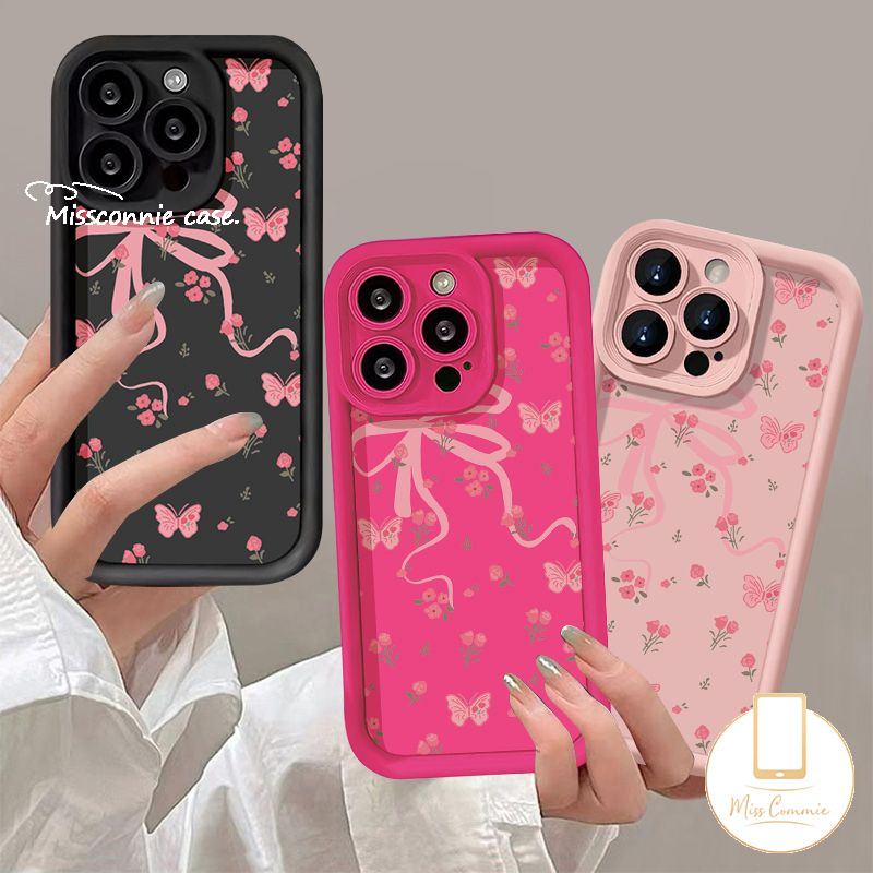 For Redmi 9 10A 9A A1 12C 10 13C 12 10C 9C Nfc 9T Note 11 12 10s 13 10 Pro Plus Max Mi 8 9 12 11 Lite POCO X6 X5 Pro M3 C55 Cute Sweet Flower Butterfly Pink Bowknot Bracelet Cover