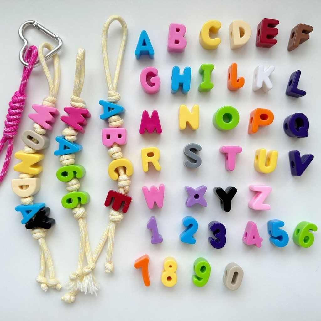 Acrylic Colorful Letter beads Number Beads Letters Shoe Buckle Beads Building Blocks DIY Mobile Phone Charm Handbag Pendant Beaded Idol Concert Material