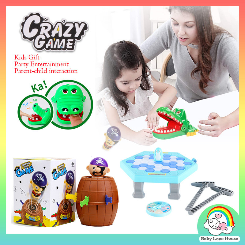 Ready Stock Family Group Mini Table Game Crocodile Bite Finger Toys Penguin Trap Pop Up Pirate Game Play with Friends Fu