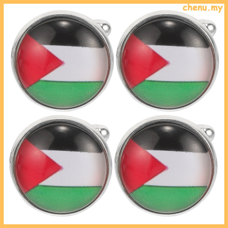 4 Pcs Men Cufflinks Palestine Flag Jewelry Palestinian Suits for Gift Mens Gifts Shirt Accessories Sleeve Nails Coat Buttons Dad chenu