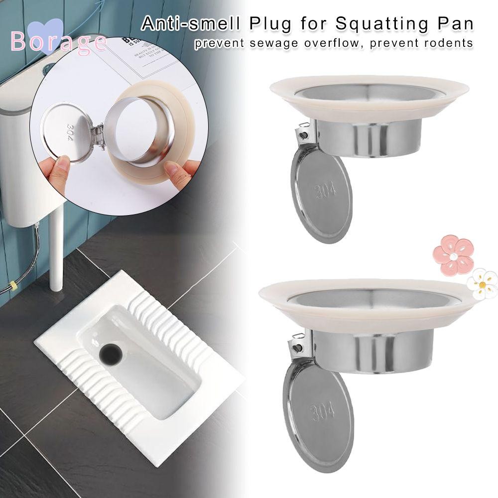 BORAGE Useful Anti-smell Plug Prevent Backflow Anti-blocking Cover Toilet Odor Stopper Sewer Squatting Pan Accessories Bathroom Fitting Stainless steel Durable Toilet Deodorant Stopper