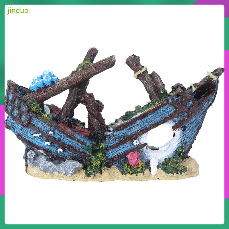 Fish Tank Ornament Nautical Beach Ocean Landscape Decor Pirate Ship Wreck Aquarium Shipwreck Decoration Debris Resin Landscaping Crafts Adornment jinduo