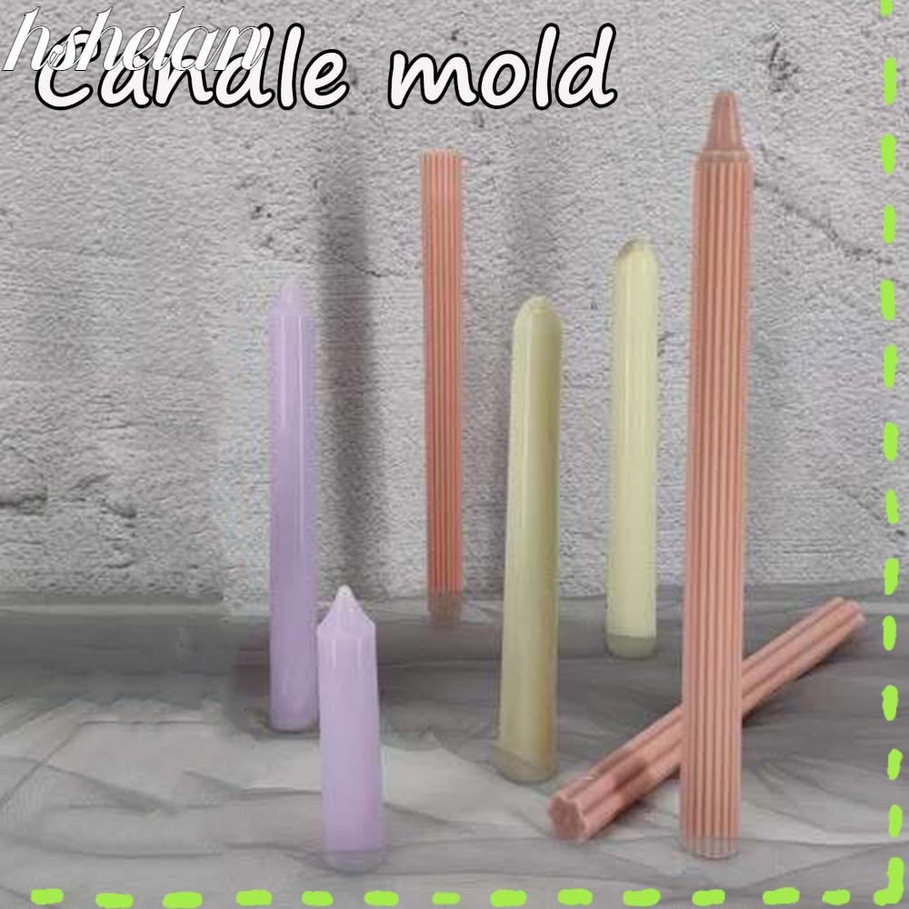 HSHELAN Wedding Supplies Long Pole Clay Tools Stripe Candle Mold Church Party DIY Craft Plastic Match Large Cylinder Rib Handmade Soap Making