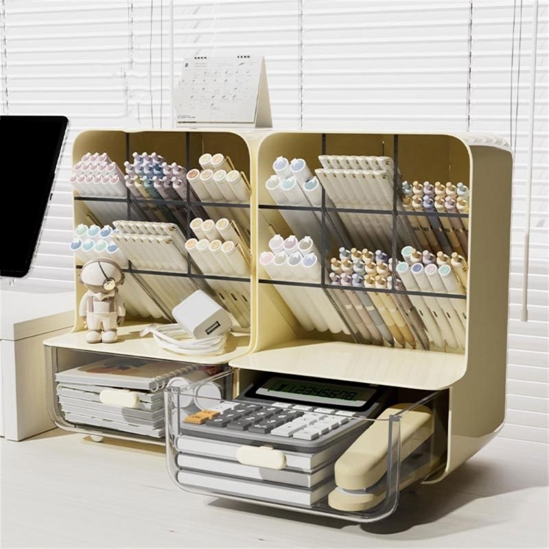 SA Fashionable Desk Rack Large Capacity Desktop Stationery Storage Box Space Saving Tilt Pencil Holder for Students