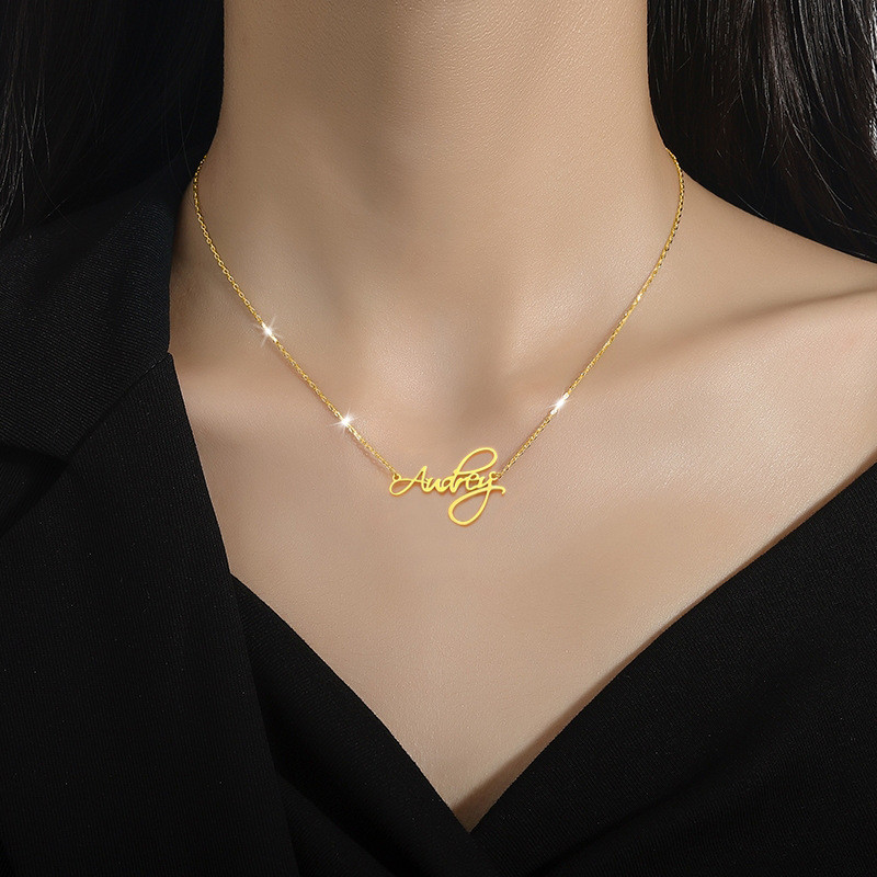 1pcs golden fashion commuter pendant necklace light luxury versatile English letter sweater chain Japanese and Korean style niche design jewelry