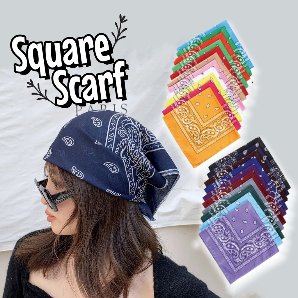 Vintage Square Scarf Unisex Hip Hop Paisley Classic Cotton Scarves Fashion Headband (55cm) Versatile Decorative Scarf