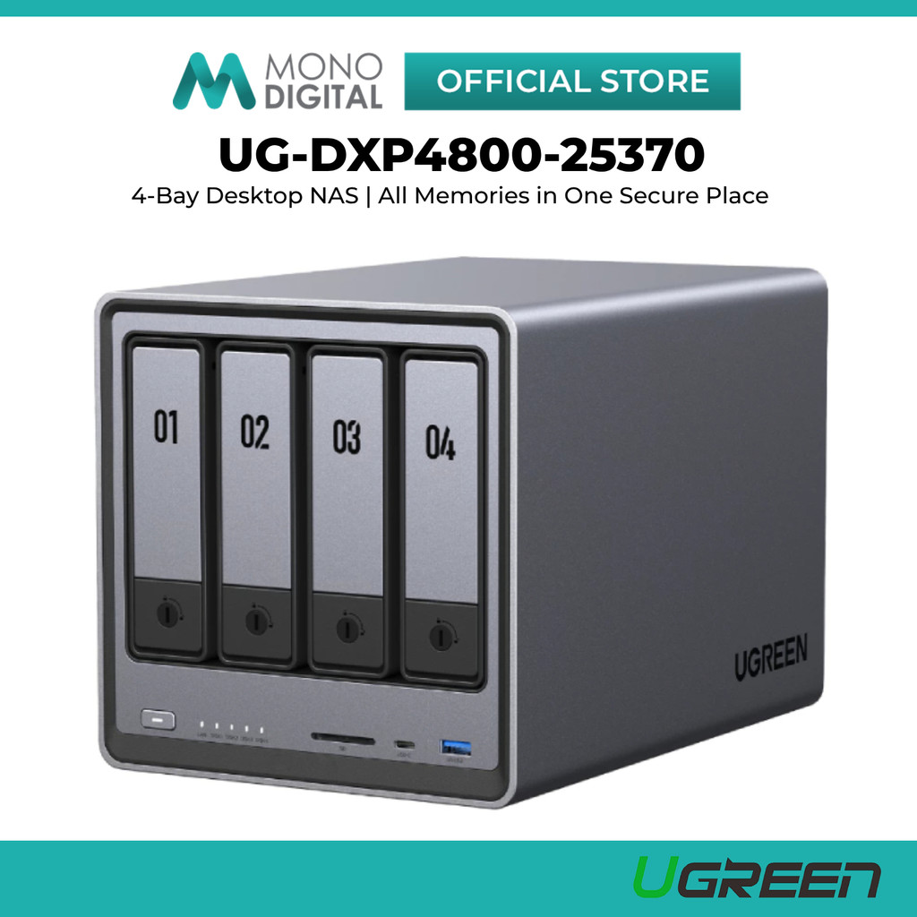 UGREEN Nasync DXP4800 4-BAY Desktop Nas, Intel N100 Quad Core Cpu, 8GB DDR5 Ram, 32G Emmc, 2 * 2.5GB