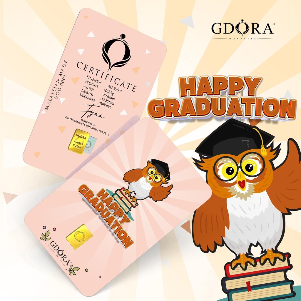GDORA Gold Bar 0.25gram Happy Graduation 999.9
