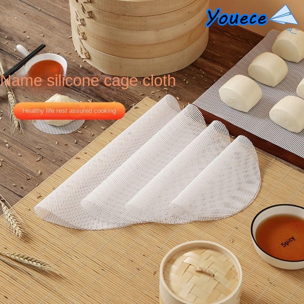 YOUECE Silicone Dehydrator Sheets, Thickened Non-Stick Round Steamer Mesh Pad, Reusable Kitchen Baking Accessories Steamer Mat