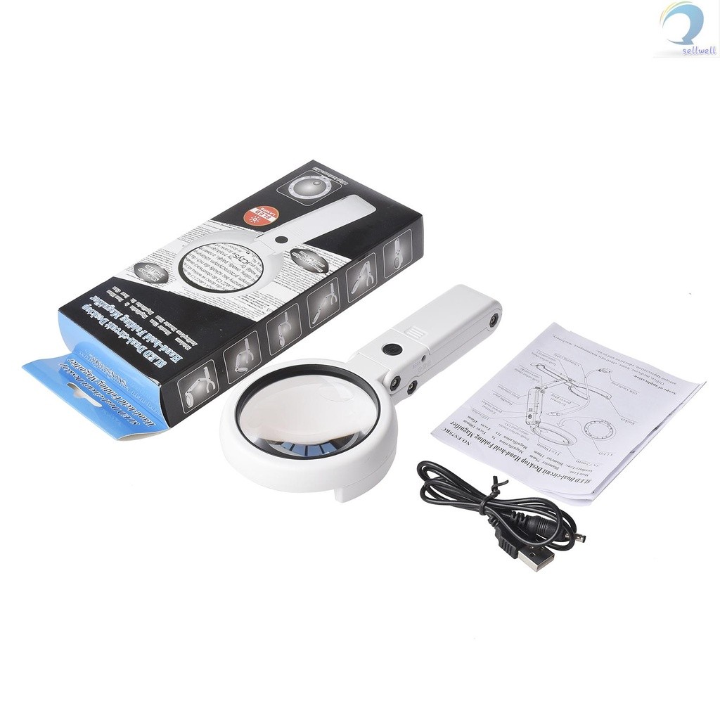 Purpose Reliable 5X/10X Handheld Desk Magnifier LED Light Stand USB Powered Illuminated Magnifying Glass Crafting Clo... - Image 4