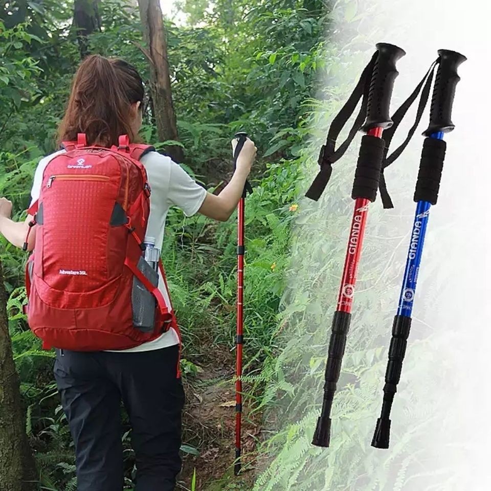 24.8.26 Greenlan Trekking Pole Carbon Ultra-Light Shock Absorption 4-Section Telescopic Self-Defense Straight Handle Hiking Outdoor Products Walking Stick Greenlan Trekking Pole Carbon Ultra-Light Shock Absorption 4-Se