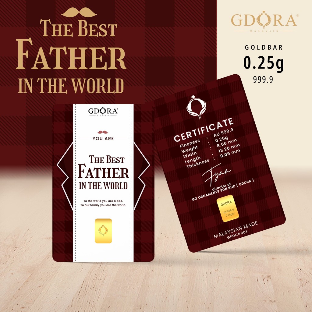 GDORA Gold Bar 0.25gram Fathers Day Best Father 999.9