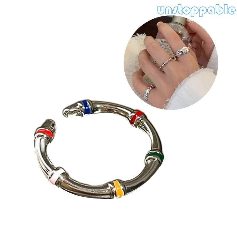 Un* Colorful Flower Star Rings Handcrafted Women Finger Jewelry Female Jewelry Alloy Material Opening Rings for Daily We