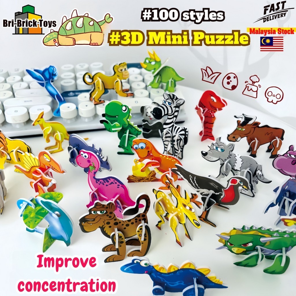 3D Puzzle For Kids Mini Dinosaur Jigsaw Puzzle Goodies Birthday For Kids Educational Toys For Kids Cute Toy Mainan Budak