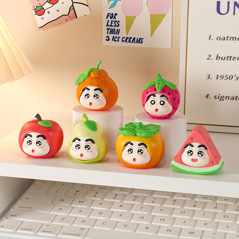 Cartoon Cartoon Crayon Shin-Chan Merchandise Trendy Play Doll Figure Durian Watermelon Fruit Series Desktop Decorations Small Ornament